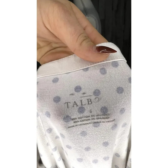 Talbots Women's Polka Dot V-Neck 3/4 Sleeve Tee White/Purple Size Small - Picture 6 of 6